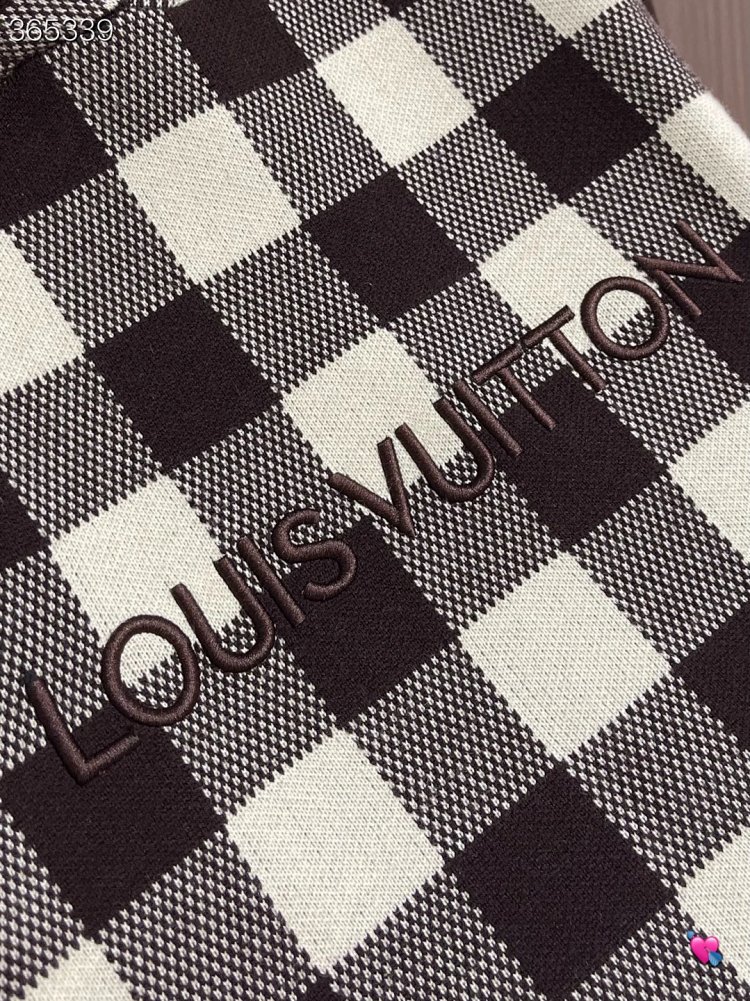 Louis Vuitton2026 New Men's Fashion Casual Letter Embroidery Color blocked Grid Knitted Hoodie卫衣 | S