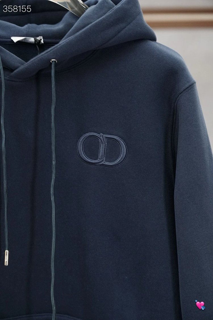 DiorDior classic CD embroidered hooded pure cotton men's fashionable casual hooded sweatshirt | Supe