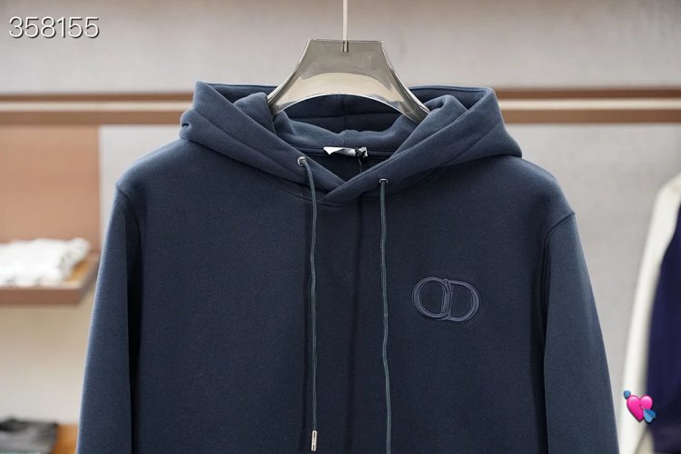 DiorDior classic CD embroidered hooded pure cotton men's fashionable casual hooded sweatshirt | Supe