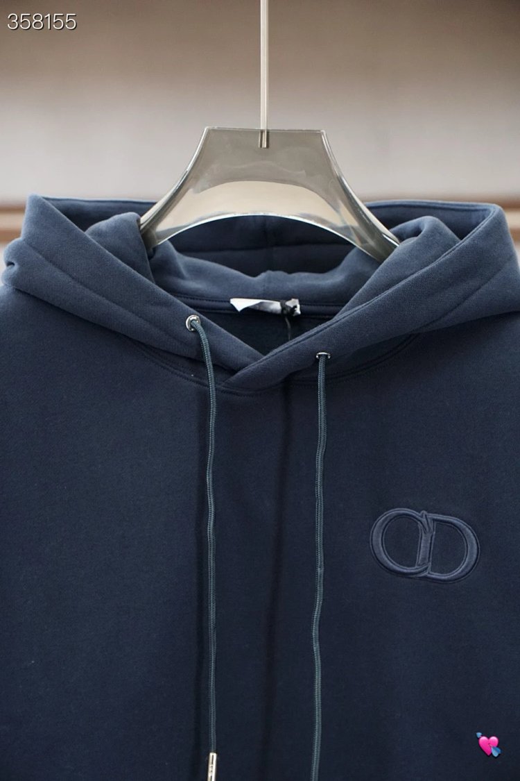 DiorDior classic CD embroidered hooded pure cotton men's fashionable casual hooded sweatshirt | Supe