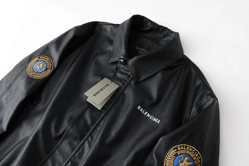 Balenciaga   Simulated PU leather jacket with loose fit | Supeerbuy Spreadsheet