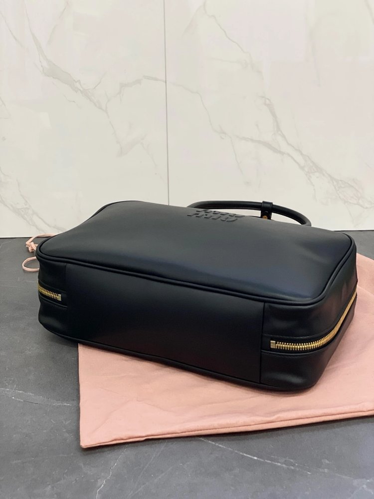 miumiu Original Leather Handheld Official Document Bag for Women 2025 New Large Capacity Retro Under