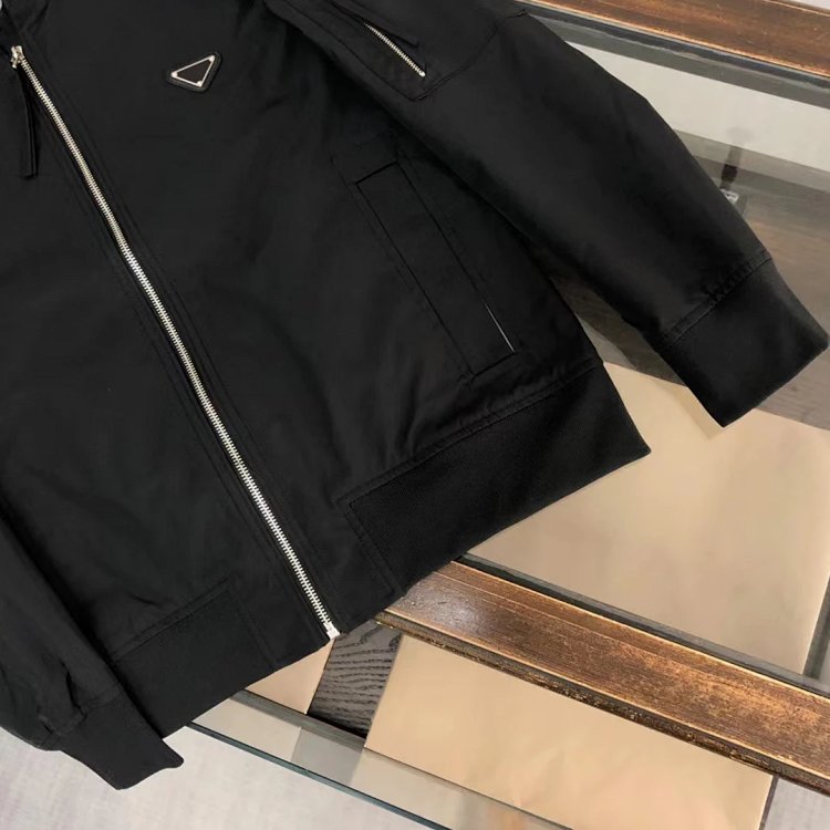Prada men's jacket baseball collar zipper jacket cardigan solid color men's casual | Supeerbuy Sprea