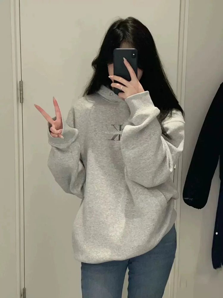 CKHooded hoodie jacket for autumn and winter, unisex, loose and casual, versatile long sleeved top |