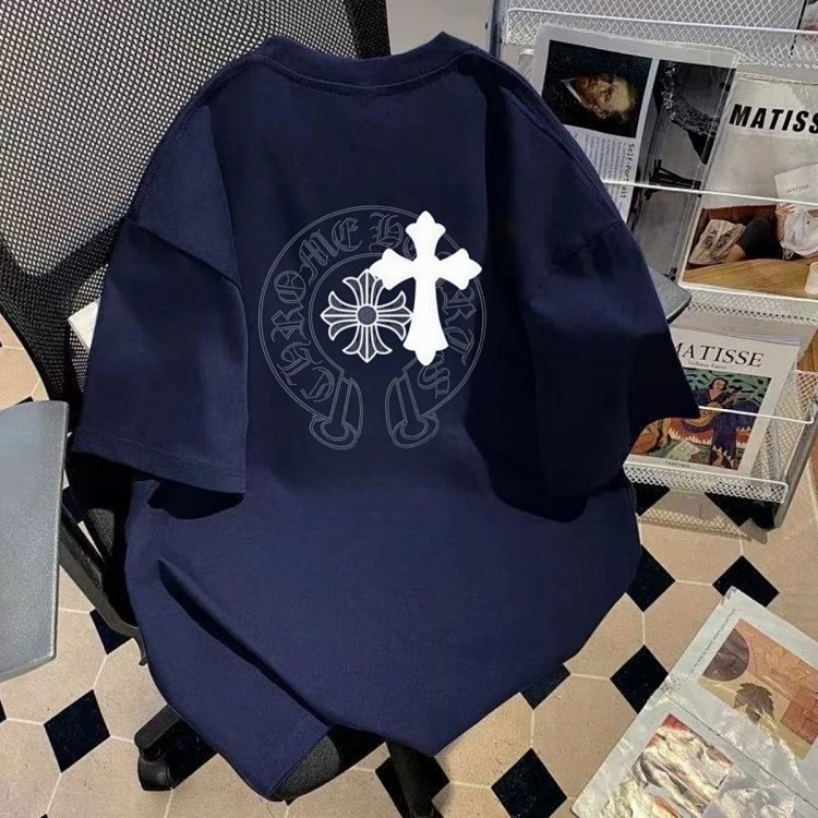 Chrome Hearts Cross Sanskrit Light Luxury Short Sleeve T-shirt for Men and Women, CH Short Sleeve Li