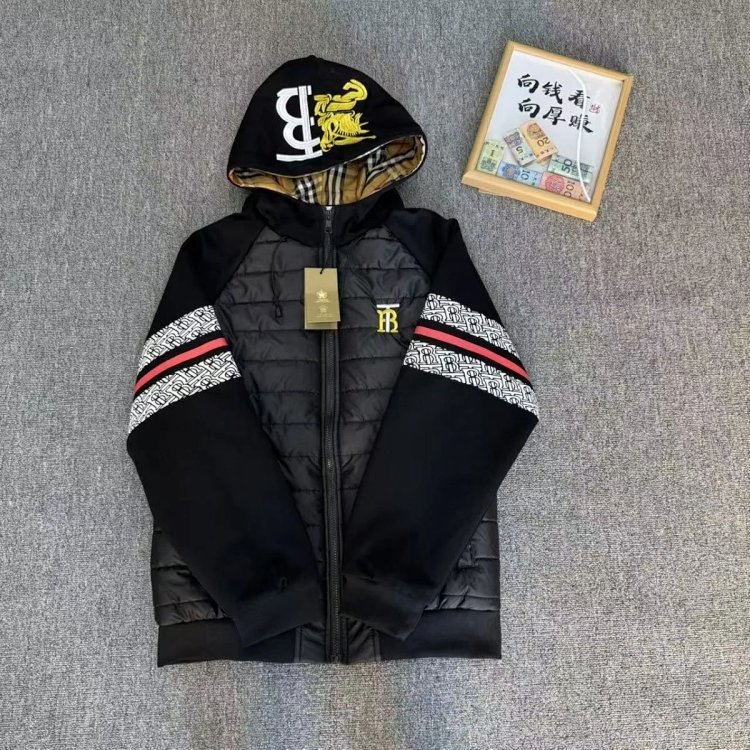 Burberry 2025 Winter Splicing Thick Embroidered Cotton Jacket Down Cotton Jacket