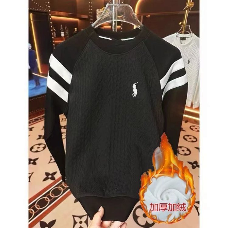 Ralph Lauren Long Sleeve Men's and Women's Same Style Velvet Warm Hoodie Bottom Shirt | Supeerbuy Sp