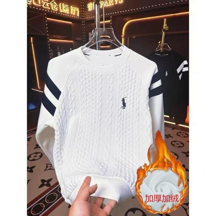 Ralph Lauren Long Sleeve Men's and Women's Same Style Velvet Warm Hoodie Bottom Shirt | Supeerbuy Sp