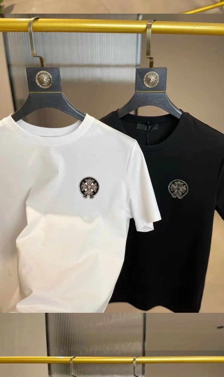 Chrome Hearts  Hot Diamond Light Luxury Short Sleeve T-shirt Black Unisex CH Short Sleeve Light Luxu