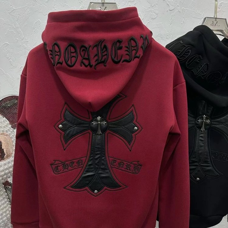 Chrome Hearts hooded sweatshirt, autumn and winter cross long sleeved fleece jacket | Supeerbuy Spre
