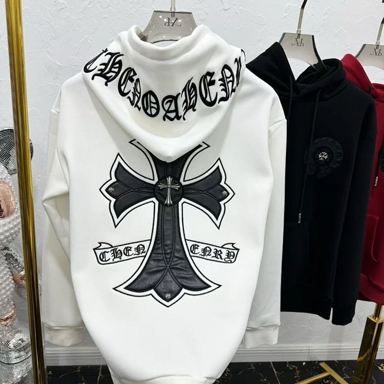 Chrome Hearts hooded sweatshirt, autumn and winter cross long sleeved fleece jacket | Supeerbuy Spre