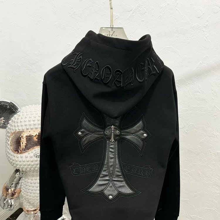 Chrome Hearts hooded sweatshirt, autumn and winter cross long sleeved fleece jacket | Supeerbuy Spre