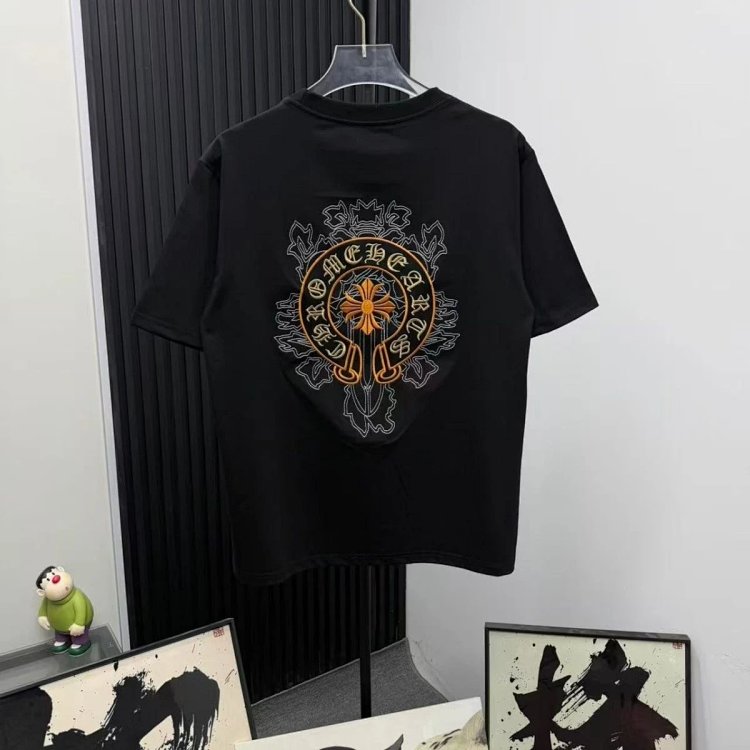 Chrome Hearts Light Luxury Embroidered Short Sleeve T-shirt Black and White Unisex | Supeerbuy Sprea