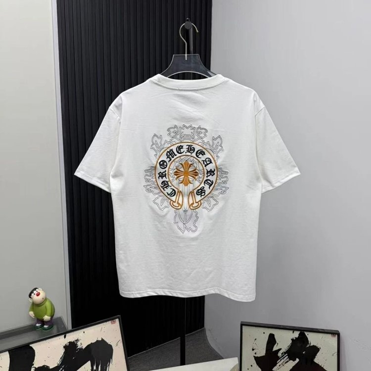Chrome Hearts Light Luxury Embroidered Short Sleeve T-shirt Black and White Unisex | Supeerbuy Sprea