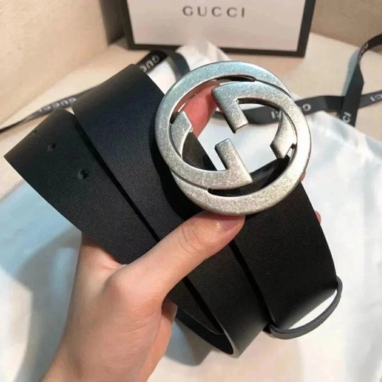 Gucci counter version men's belt double buckle business casual belt smooth buckle pants belt | Supee