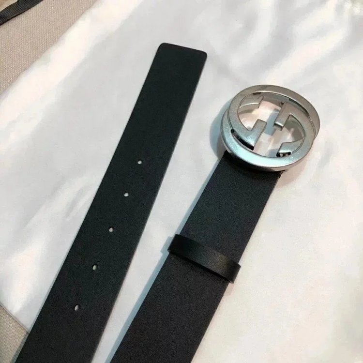Gucci counter version men's belt double buckle business casual belt smooth buckle pants belt | Supee