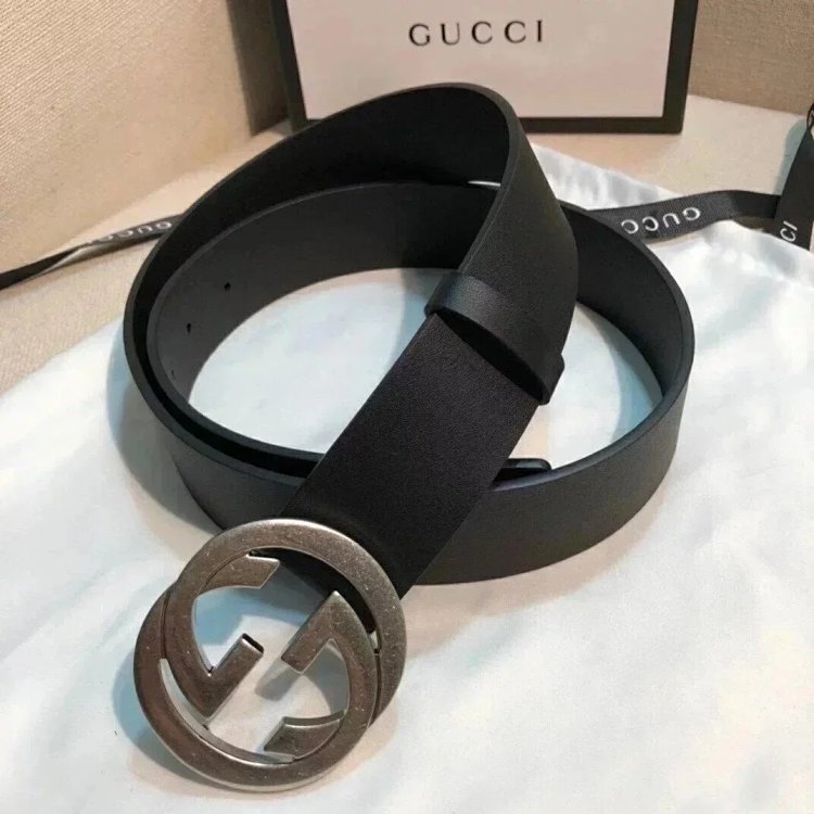 Gucci counter version men's belt double buckle business casual belt smooth buckle pants belt | Supee