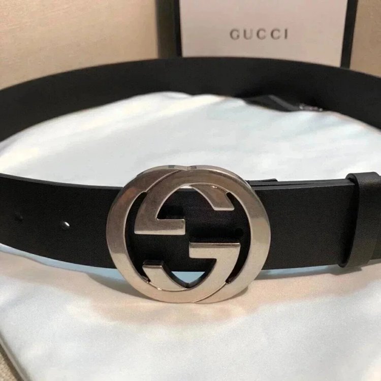 Gucci counter version men's belt double buckle business casual belt smooth buckle pants belt | Supee