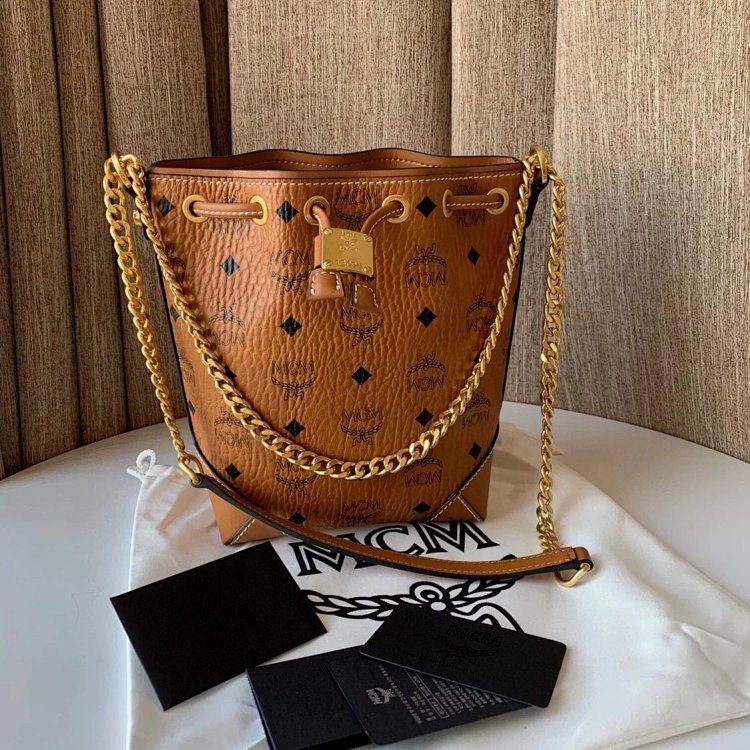 MCM Mini Drawstring Bucket Bag Imported Original Single Handbag Shoulder Bag Crossbody Bag