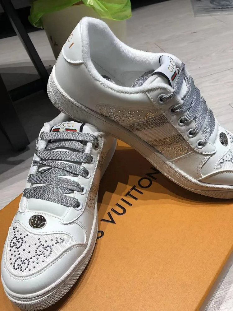 GUCCI dirty shoes, white rhinestone style fashionable board shoes | Supeerbuy Spreadsheet