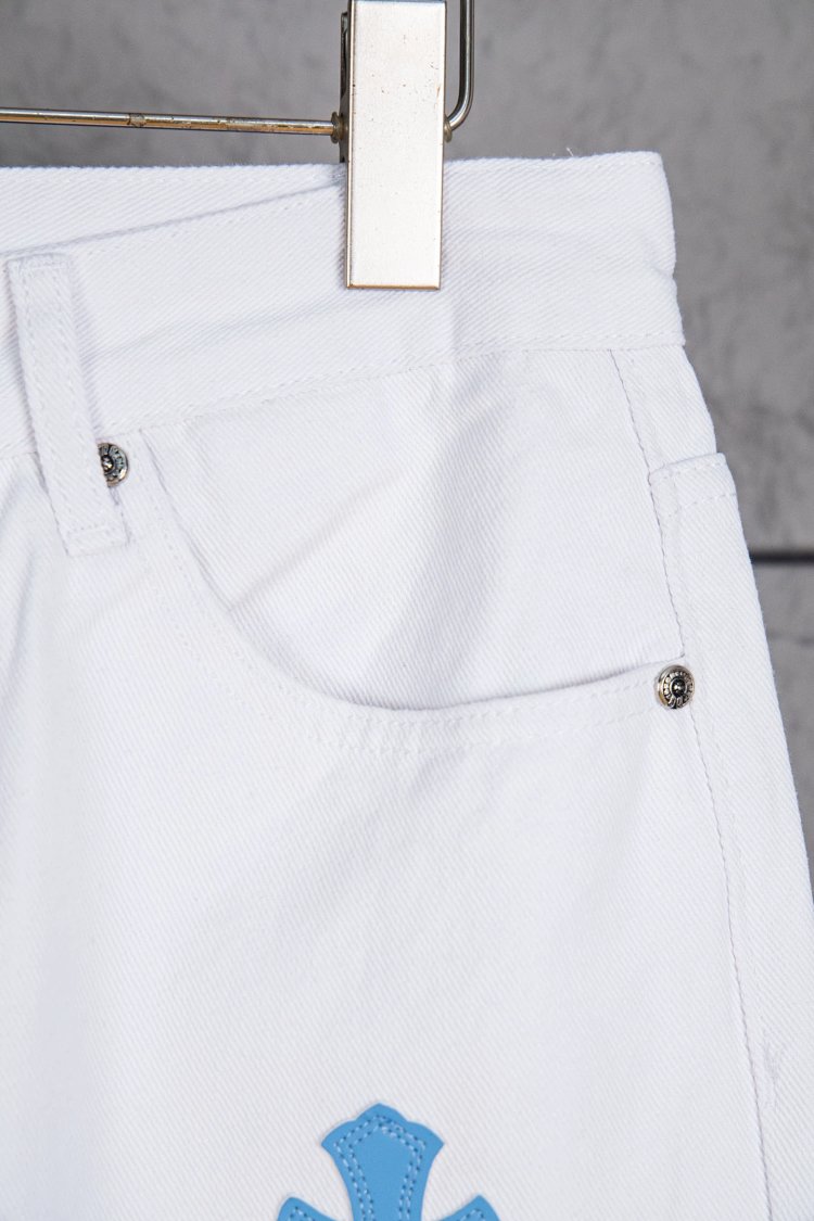 Chrome Hearts  Cross white blue label leather jeans pants | Supeerbuy Spreadsheet
