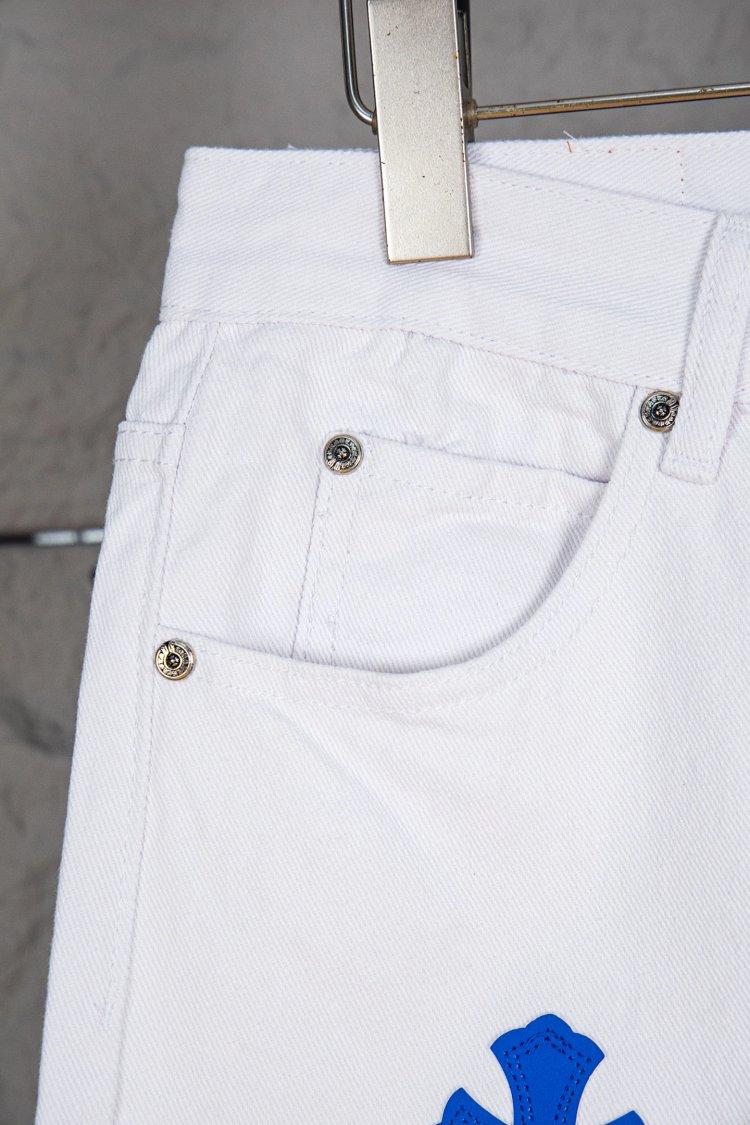 Chrome Hearts  Cross white blue label leather jeans pants | Supeerbuy Spreadsheet