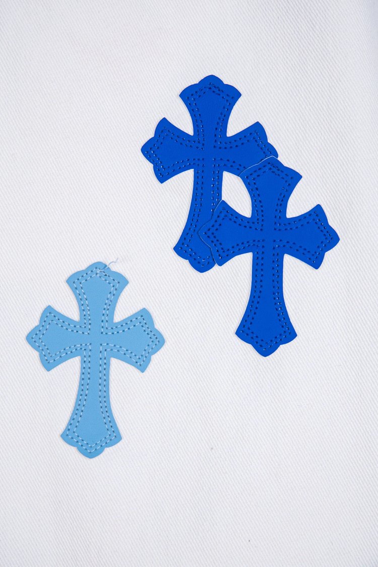 Chrome Hearts  Cross white blue label leather jeans pants | Supeerbuy Spreadsheet