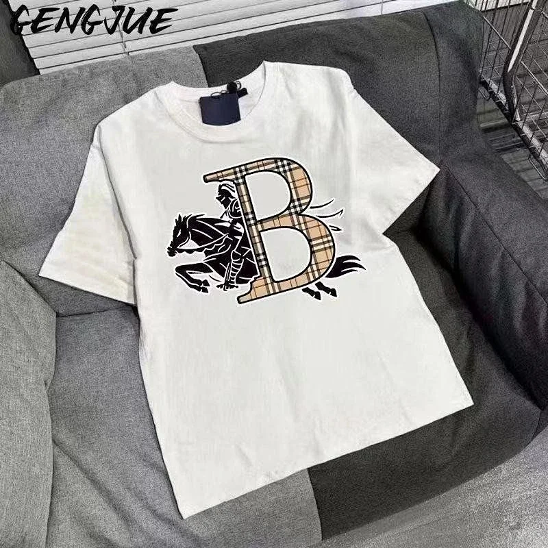 Burberry Light Luxury Short Sleeve T-shirt Men's War Horse Knitted Short Sleeve Top Half Sleeve | Su