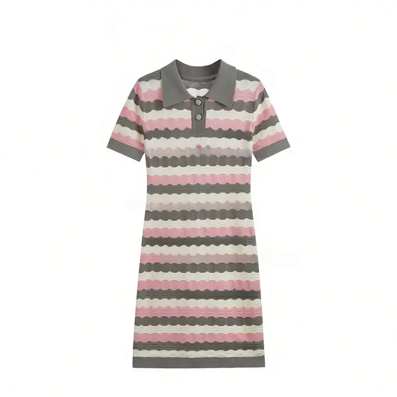 Summer new socialite small fragrant style striped French knitted dress | Supeerbuy Spreadsheet