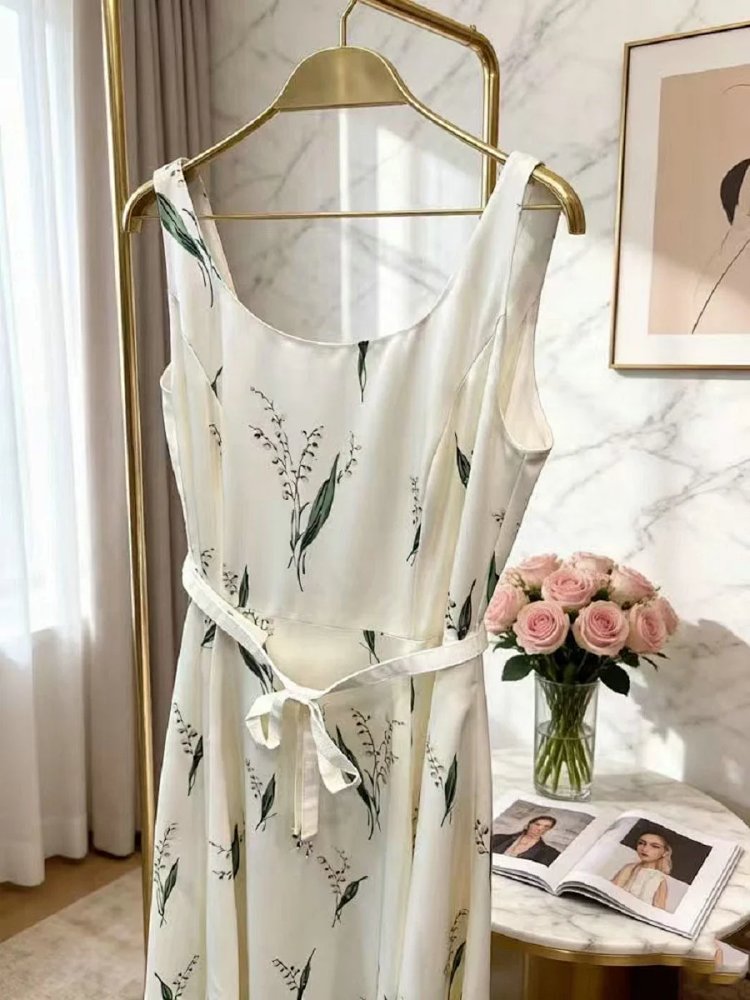 skirrt  Summer new product French retro lily of the valley print suspender skirt | Supeerbuy Spreads