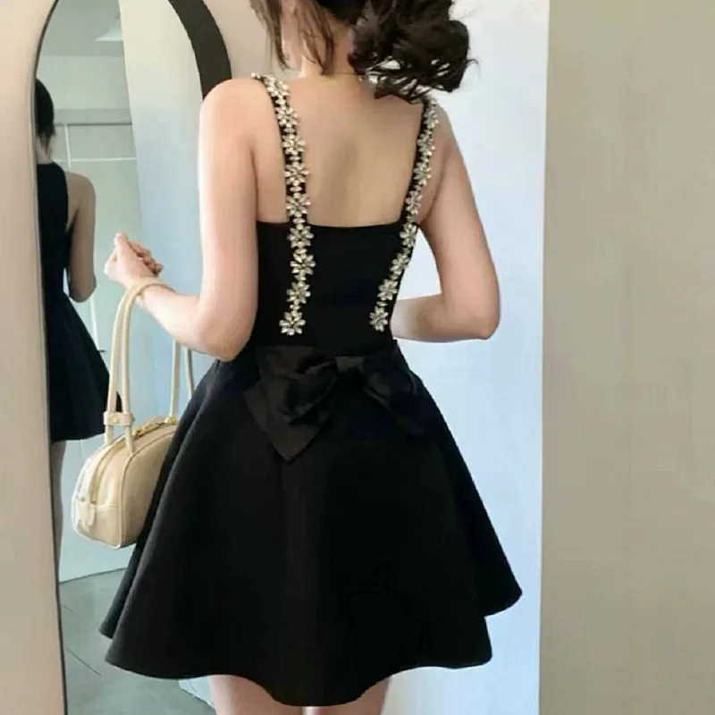 skiirt Summer new French heavy industry rhinestone suspender dress | Supeerbuy Spreadsheet
